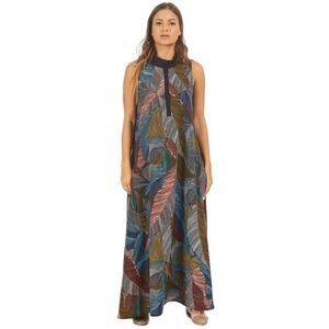 Nounke Sleeveless Maxi Dress‎ Abstract Flowy Lightweight Casual Size XL